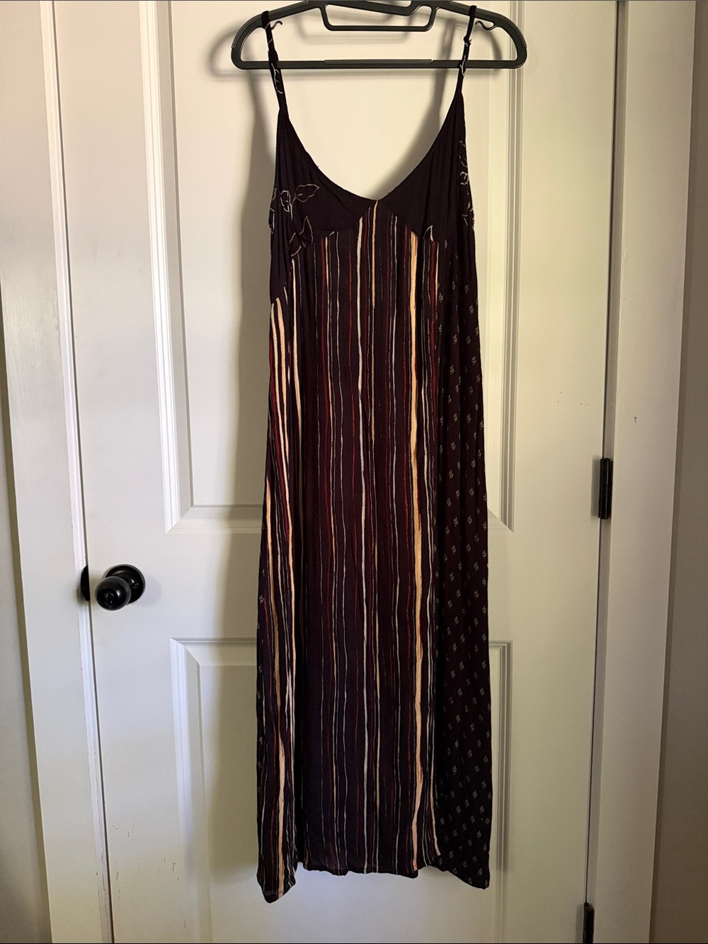 Urban Outfitters Ava High Slit Midi Slip Dress Medium Boho Striped Patchwork